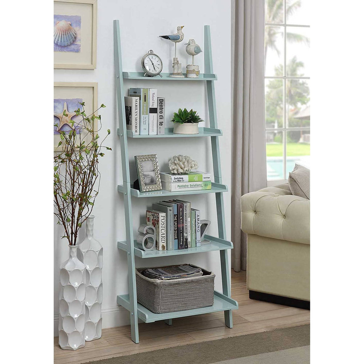 Cobalt Blue Ladder Bookshelf Z703
