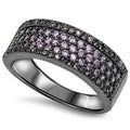 Black Tone Simulated Amethyst Ring .925 Sterling Silver Band Purple CZ Size 6 Q75873
