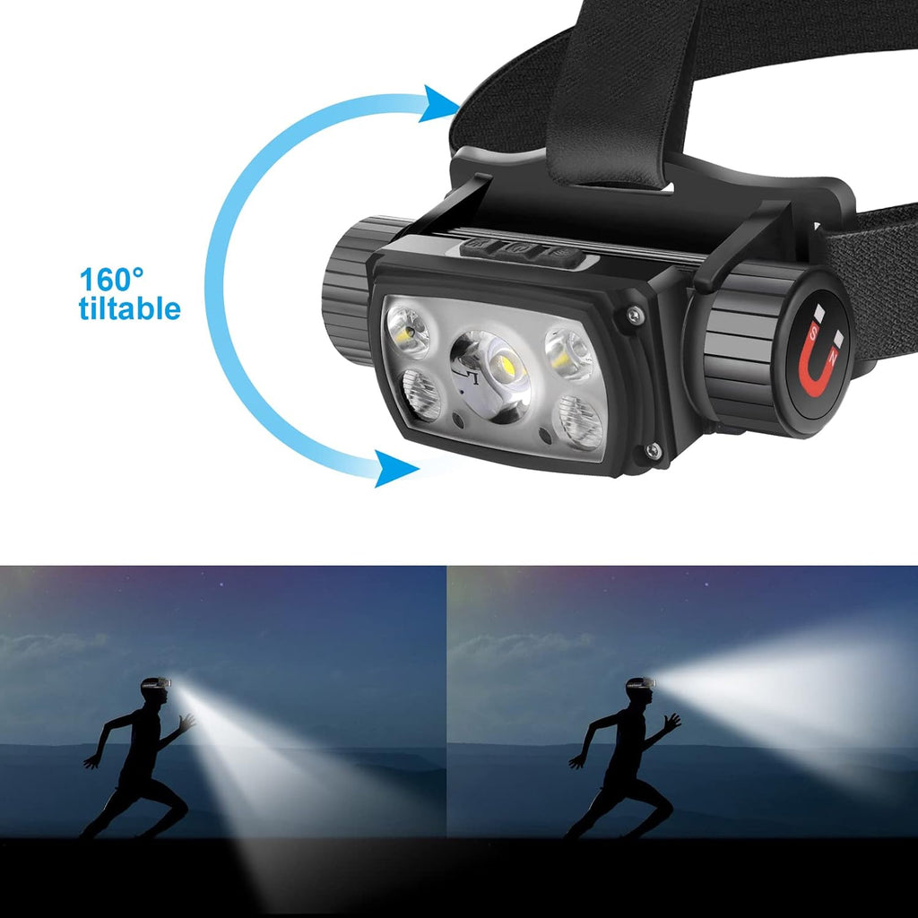 Rechargeable LED Headlamp, 12000 Lumen, Waterproof, Adjustable Hard hat Headlamp J797158