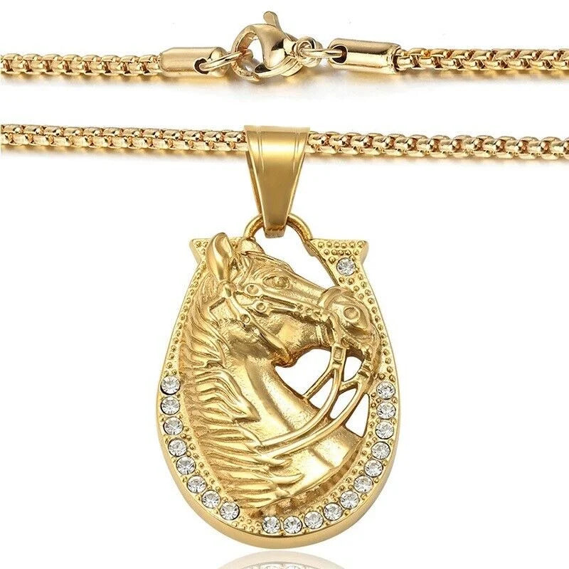 18k Gold Filled Over Silver Mens Pendant Necklace U2491