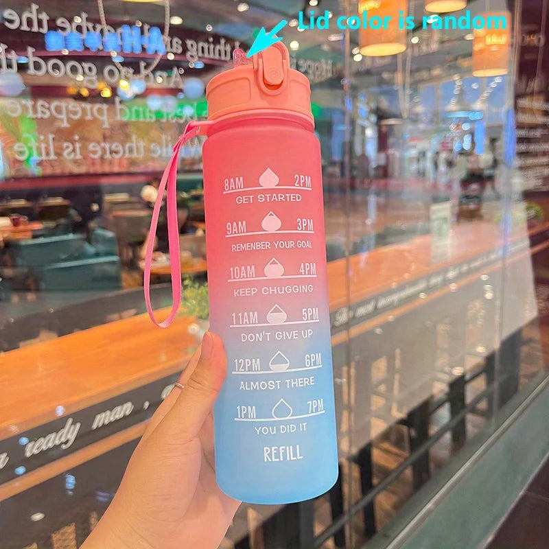 32oz Motivational Water Bottle with Straw & Time Marker C3759