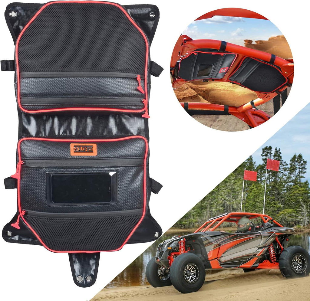 Water Resistant Overhead Roof Storage Bag for Can Am Maverick X3 2017 2018 2019 2020 (Blue Piping) W766279