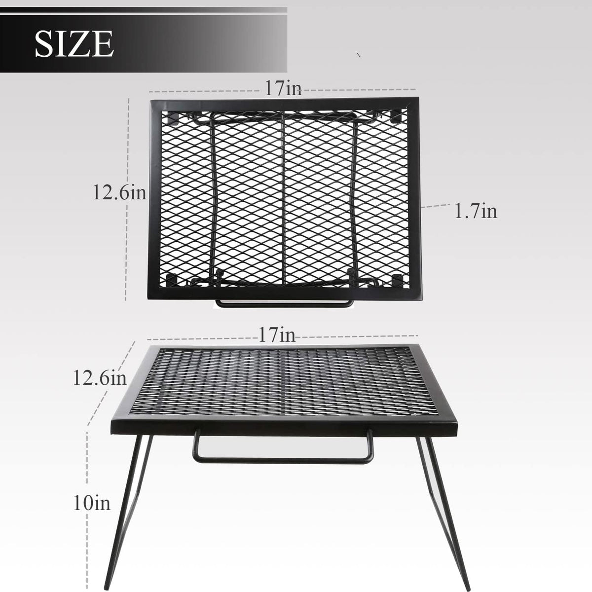 Folding Campfire Grill with Bag (17x12.6x10.2 in) B265