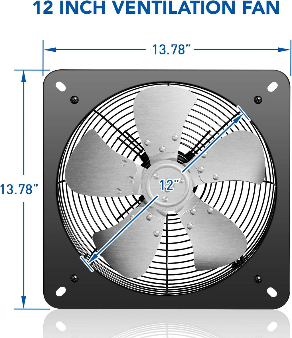 12 Inch Aluminum Exhaust Fan, Silver, Pack of 2 X6462