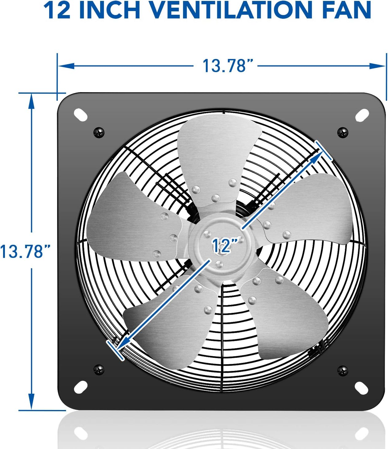 12 Inch Aluminum Exhaust Fan, Silver, Pack of 2 X6462