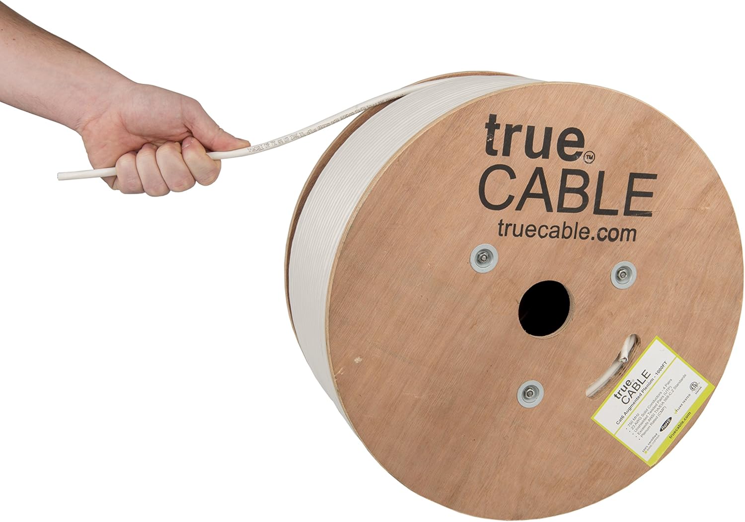 Cat6A Plenum (CMP) 1000ft Purple 23AWG 4 Pair Solid Bare Copper Bulk Ethernet Cable F2847