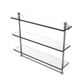 Triple Tiered Glass Shelf with Integrated Towel Bar - Matte Gray - 22 inch L31418
