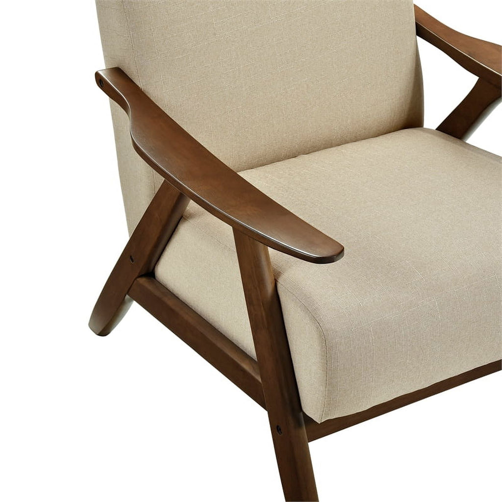 Brown Solid Wood and Fabric Accent Chair F17350