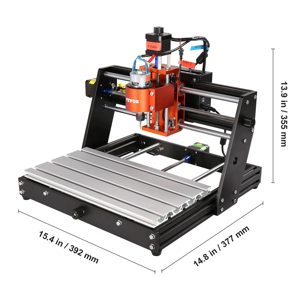 CNC Router Machine, 60W, 3 Axis, 11.8 x 7.87 x 2.36 in Working Area P488010