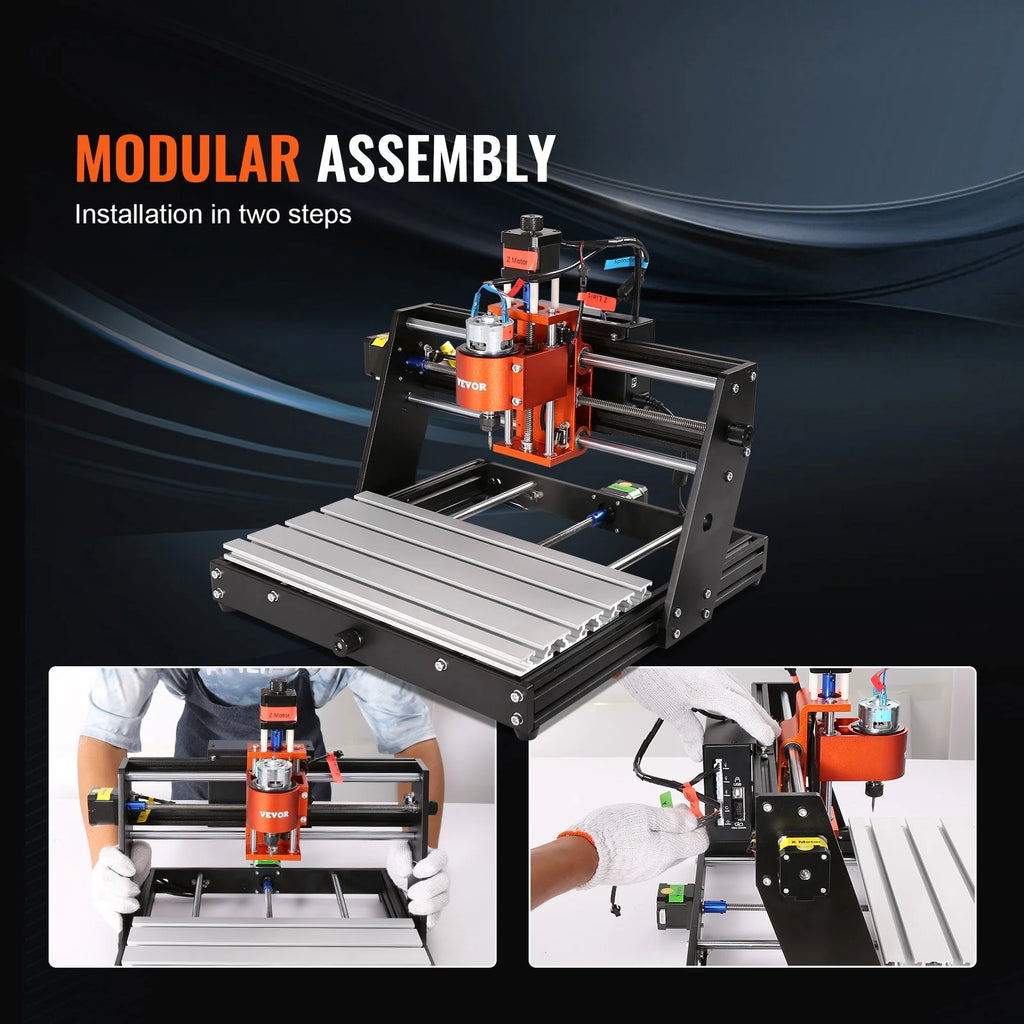 CNC Router Machine, 60W, 3 Axis, 11.8 x 7.87 x 2.36 in Working Area P488010