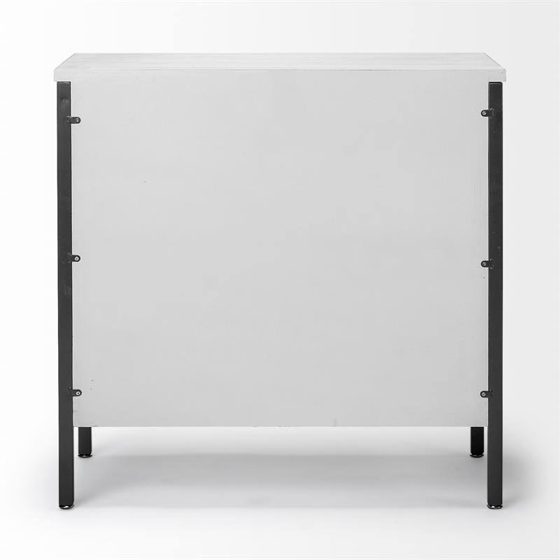 White Wood and Iron 2 Door Cabinet Y37966