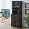 Charcoal Microwave Storage Stand with Double Door Top and Bottom Cabinets J99600