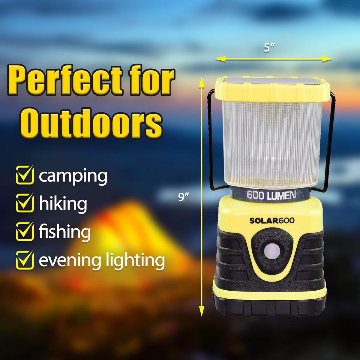 Solar Camping Lantern 600 Lumen USB Power Bank Pack of 2 H3960