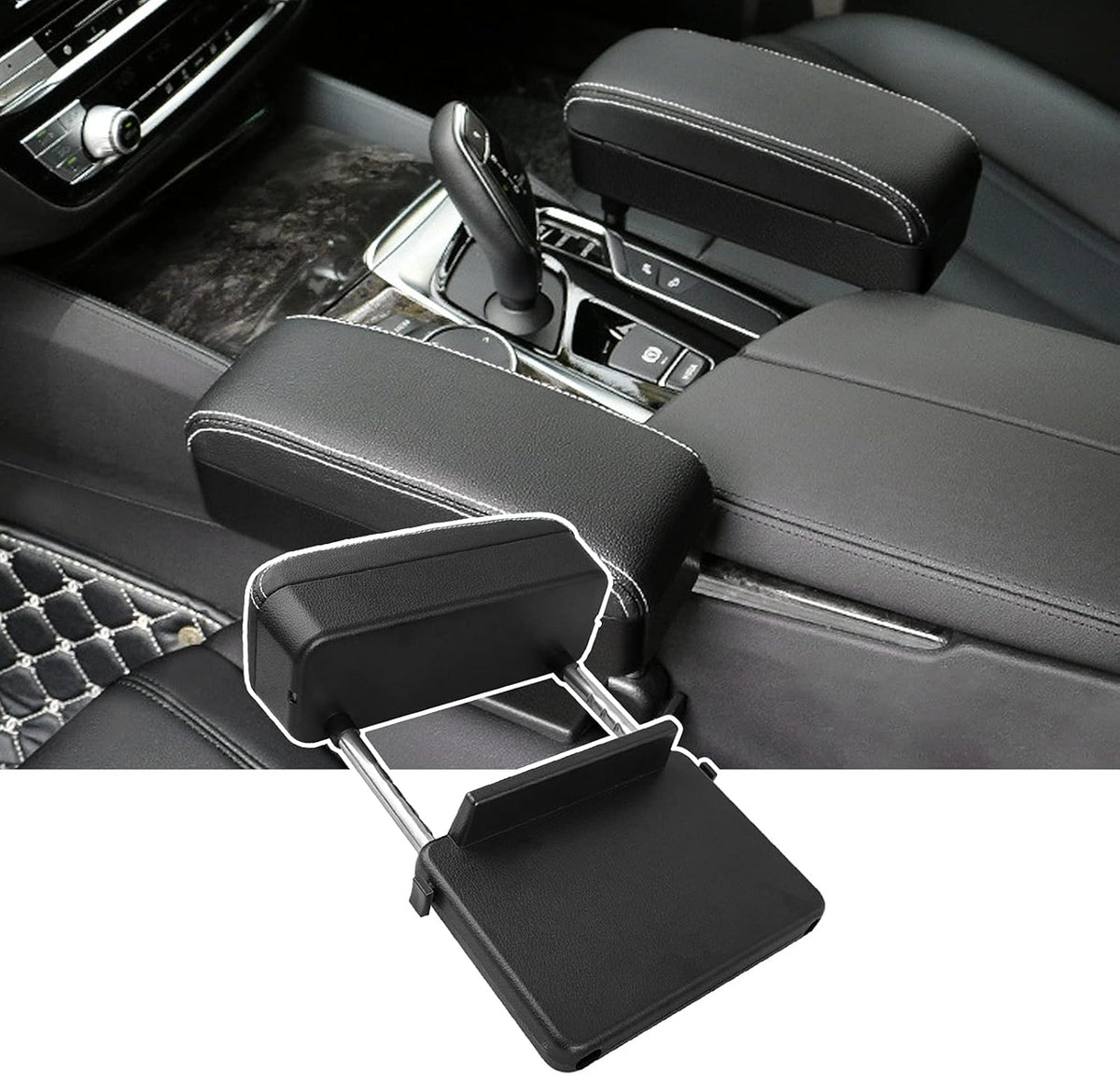 Beige Universal Car Center Console Armrest Cushion D79362