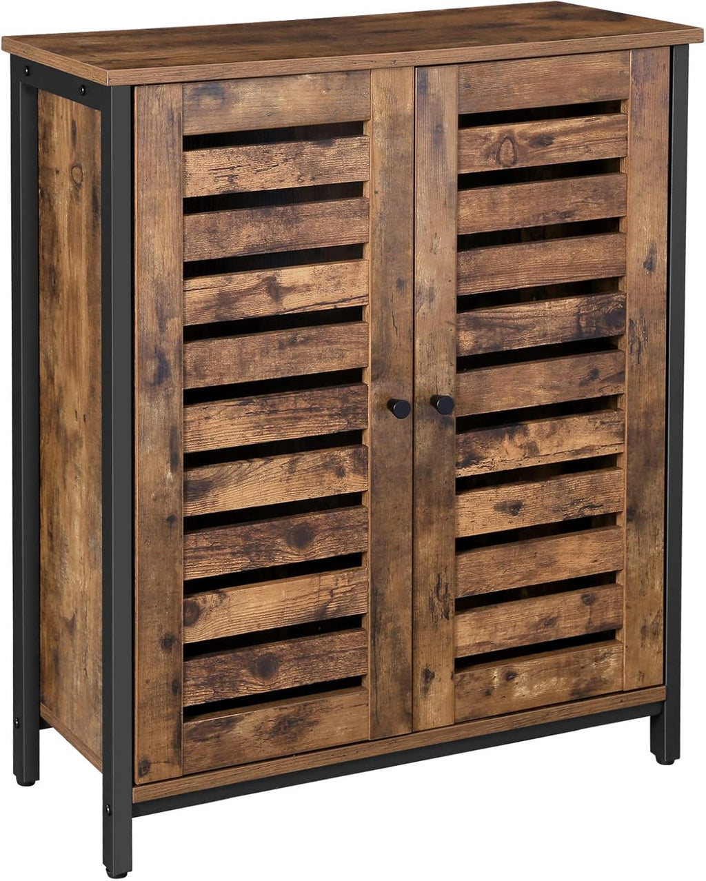 Rustic Brown Bookshelf with 3 Shelves and 2 Doors K906263