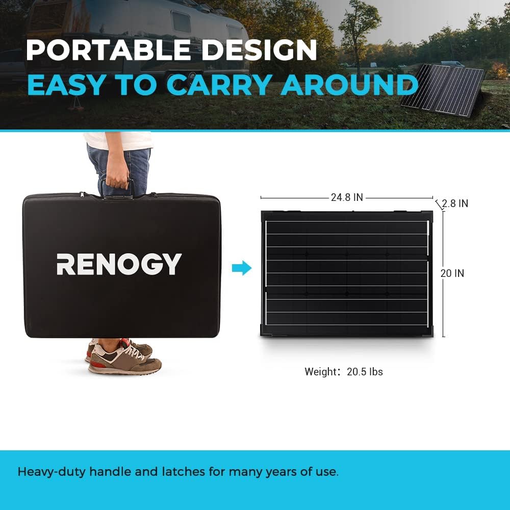 100 Watt 12 Volt Monocrystalline Foldable 2Pcs 50W Solar Panel Suitcase with Waterproof 20A Charger Controller O55050