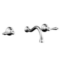 Polished Brass Double Straight Handle Wall Mount Bathroom Sink Faucet P174