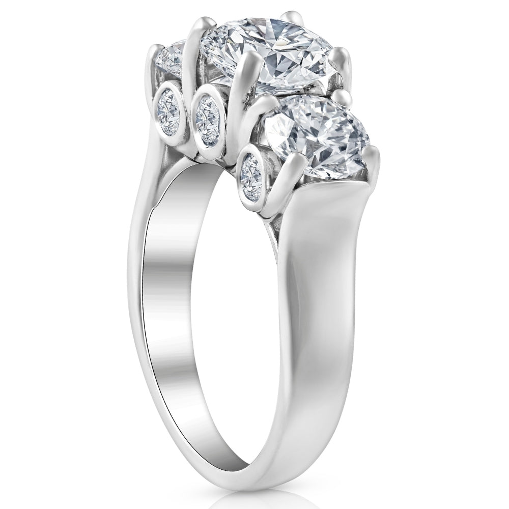 14k White Gold Three Stone Diamond Engagement Ring F35110