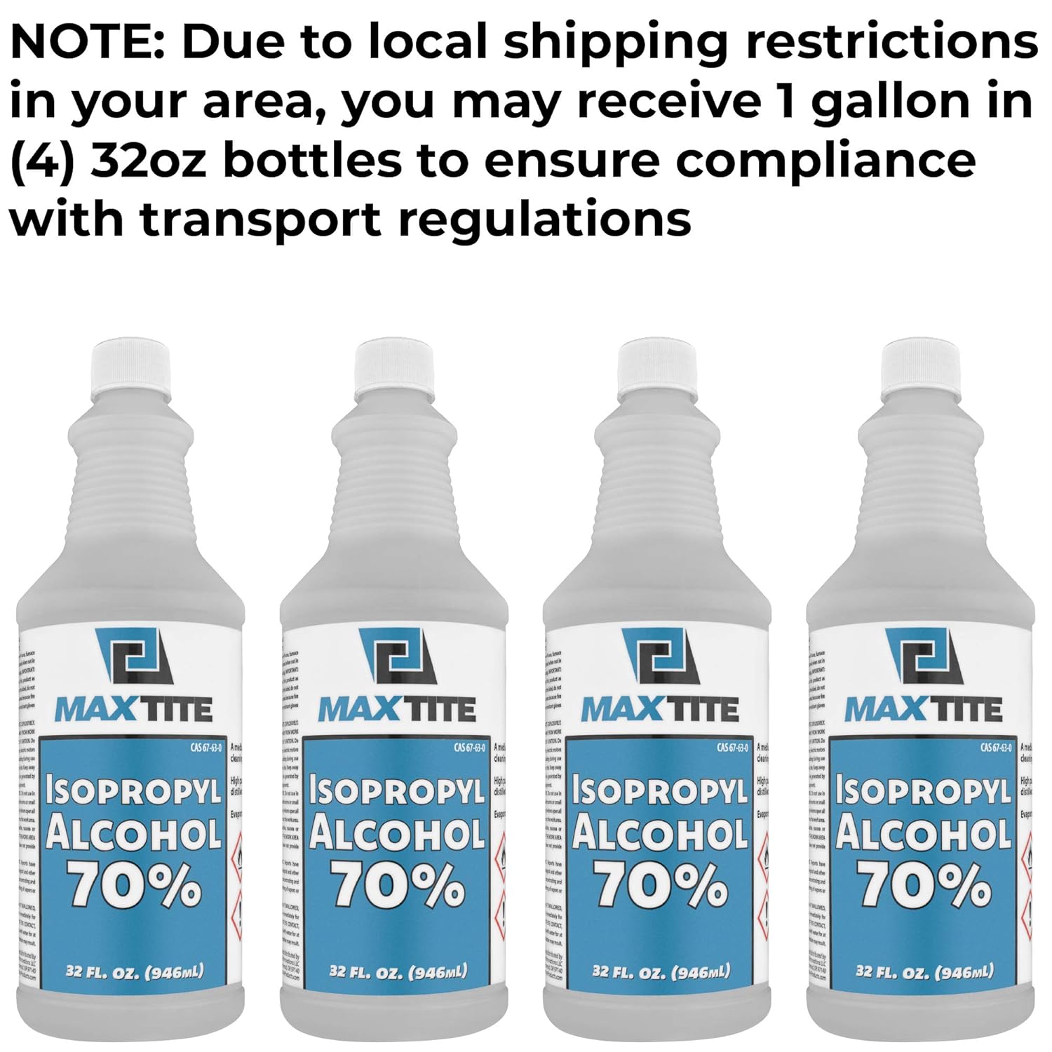 Isopropyl Alcohol 70% 4 Gallons (32oz, 16 Pack) Pack of 2 T441912