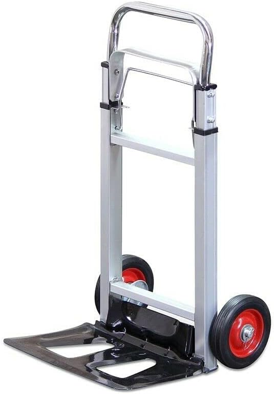 Folding Aluminium Hand Trolley with Anti Puncture Tyres, 220LB Load Capacity, White N40476