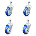 Blue Poly Swivel Caster Set of 4 with 4x22 Wheels and 1/2x22 Stem X40230