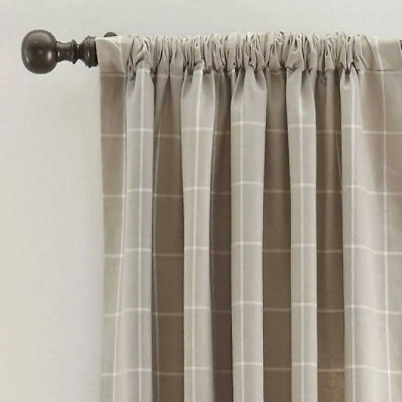 Ivory/Gray Windowpane Drapery Panel 96x22 A578393
