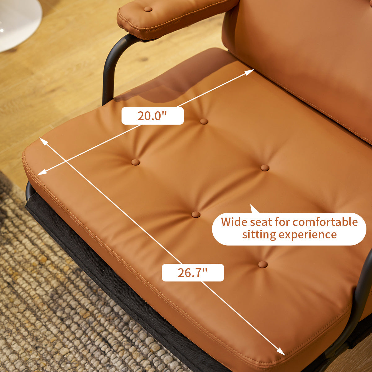 Brown Padded Leather Armchair with Metal Legs J924970