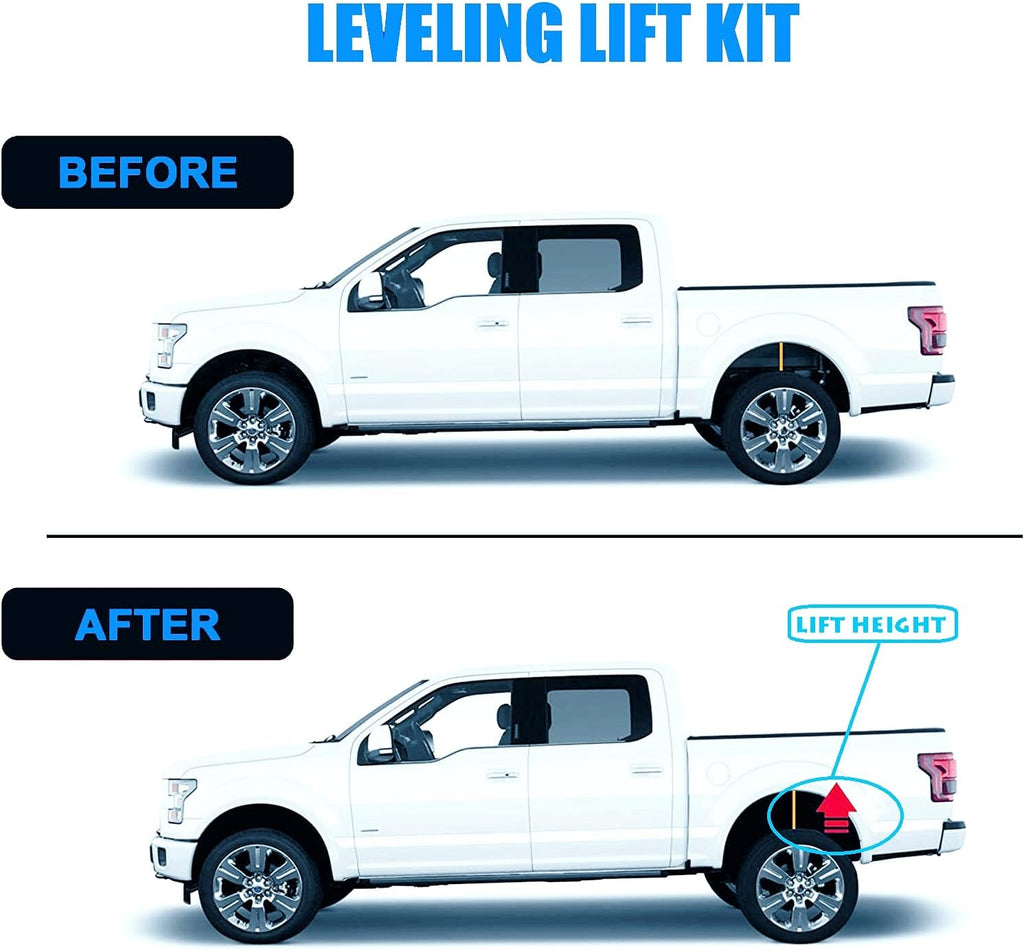 3 inch Rear Leveling Lift Kit Blocks with U Bolts Compatible with 2007-2021 Chevy Silverado Sierra GMC 1500 2WD 4WD Pack of 2 I1832