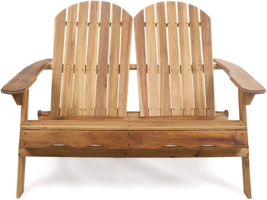 Natural Stained Acacia Wood Adirondack Loveseat B220