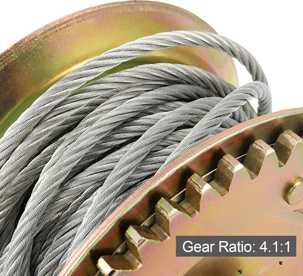 1600lbs Capacity Heavy Duty Hand Winch with 49FT Steel Cable, Pack of 2 C922