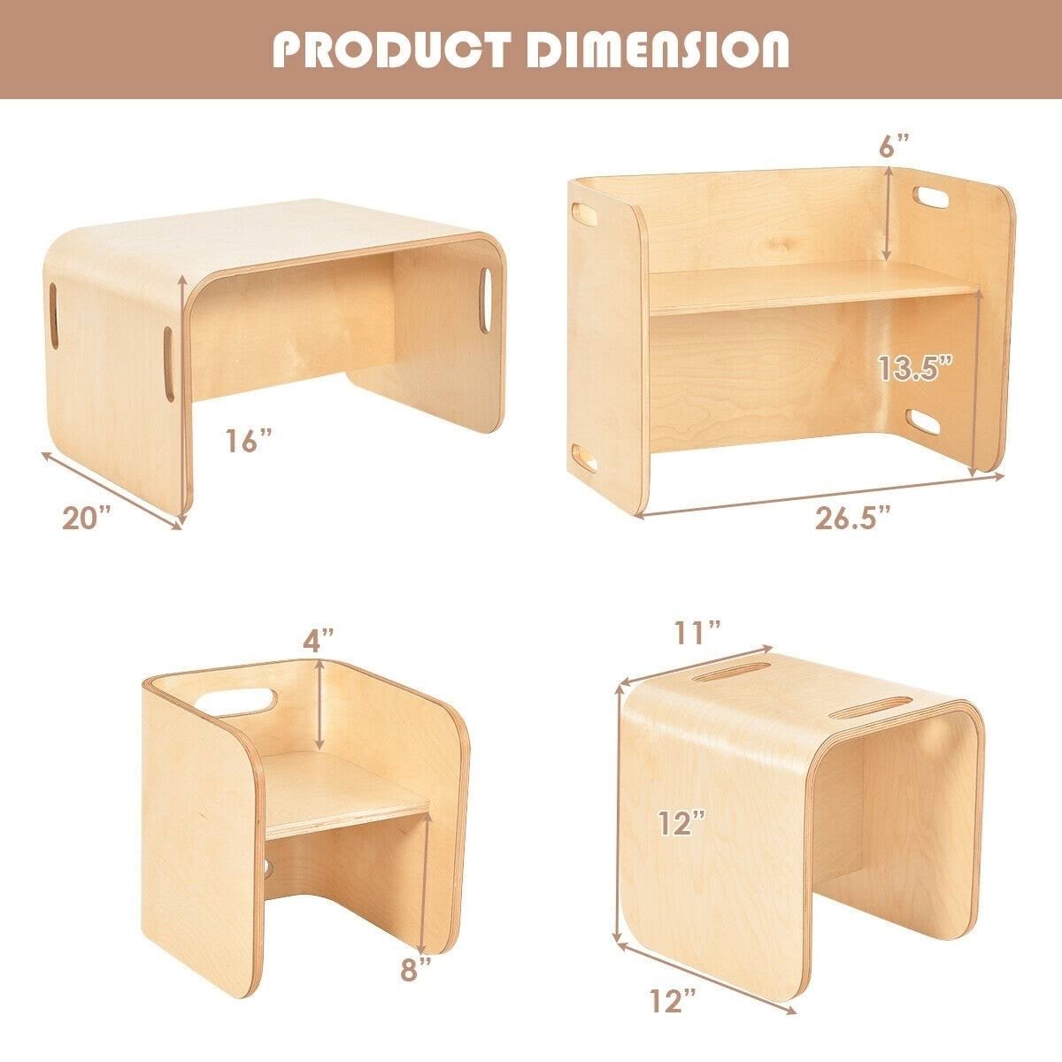 3 Piece Kids Wooden Table and Chair Set Q303