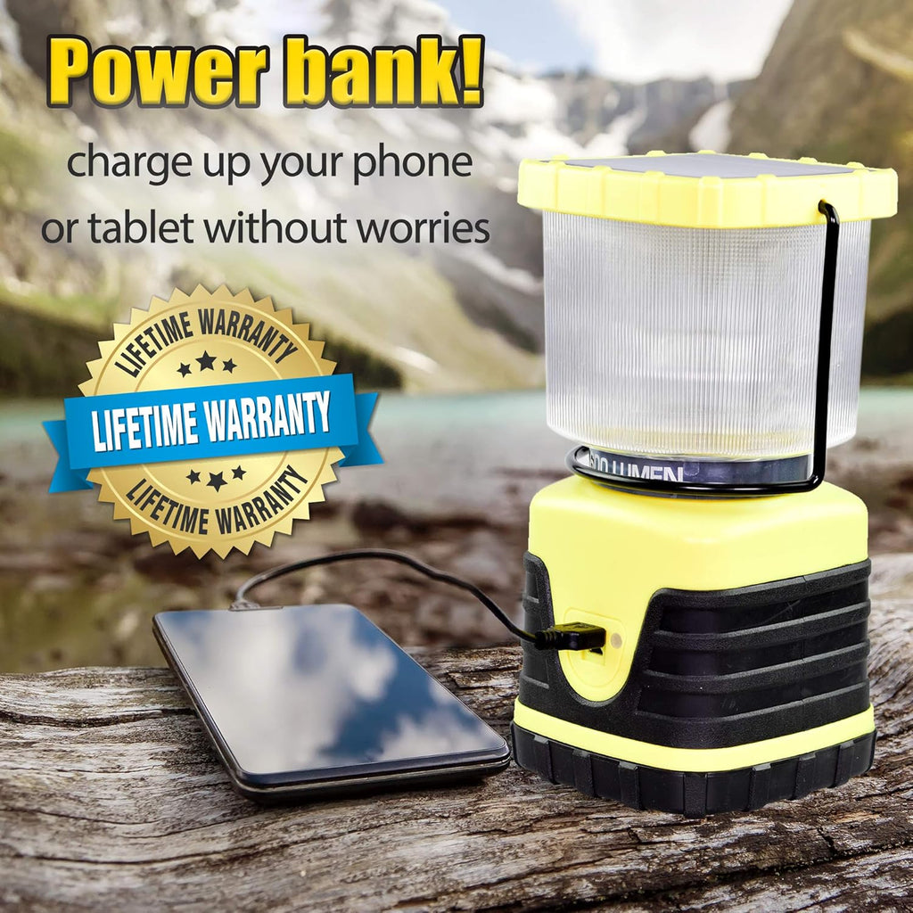 Solar Camping Lantern 600 Lumen USB Power Bank Pack of 2 H3960