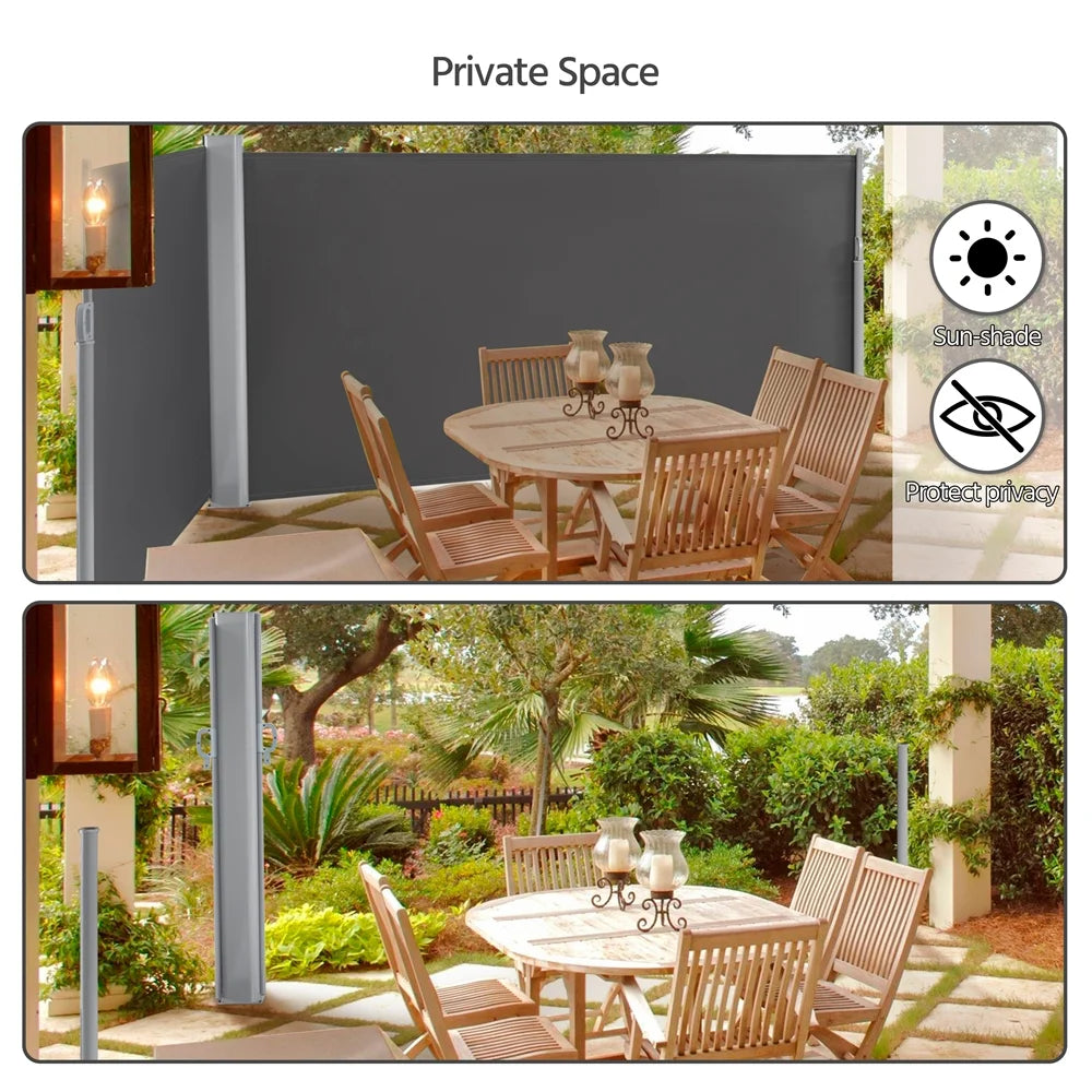 Dark Gray Retractable Screen Awning for Patio Garden K541