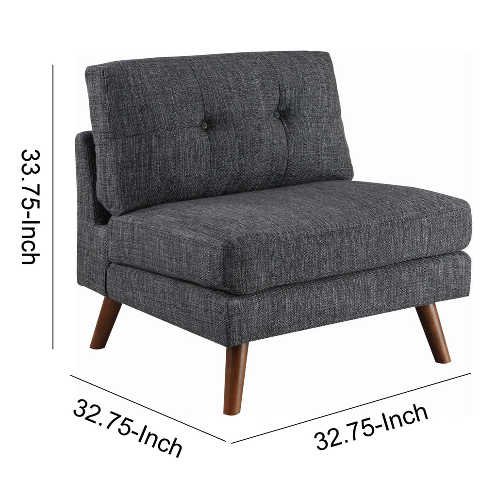 Dark Gray Fabric Armless Chair with Splayed Legs D338285