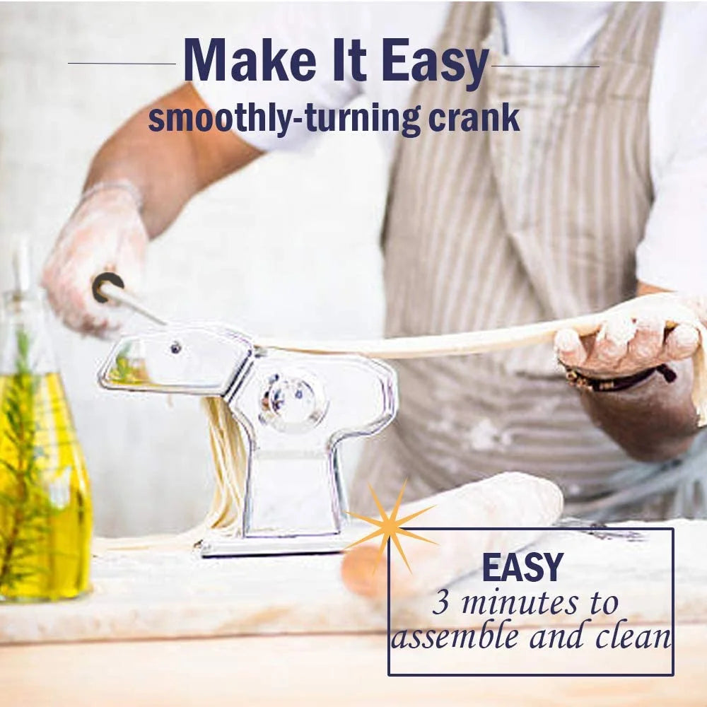 Pasta Maker Machine with 9 Adjustable Thickness Settings, Includes Cutter and Hand Crank V6782