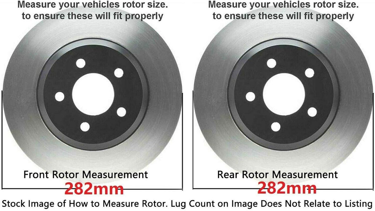282mm 4pc Front Rear Drilled & Slotted Brake Rotors A340