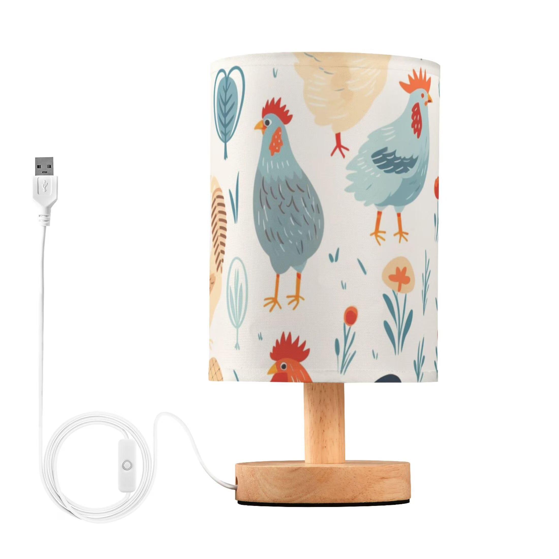 Retro Cylinder Bedside Table Lamp with USB Charging Port P2117