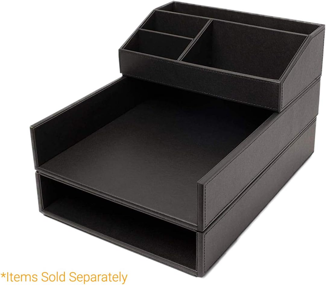 Stackable Leatherette Paper Trays Desk Organizer K132