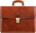 Brown Full Grain Leather Laptop Briefcase E532755