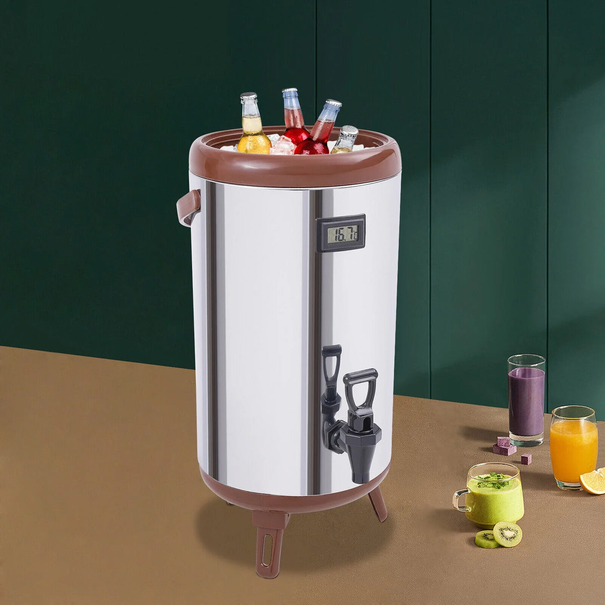 12L Stainless Steel Insulated Beverage Dispenser with Spigot E563334