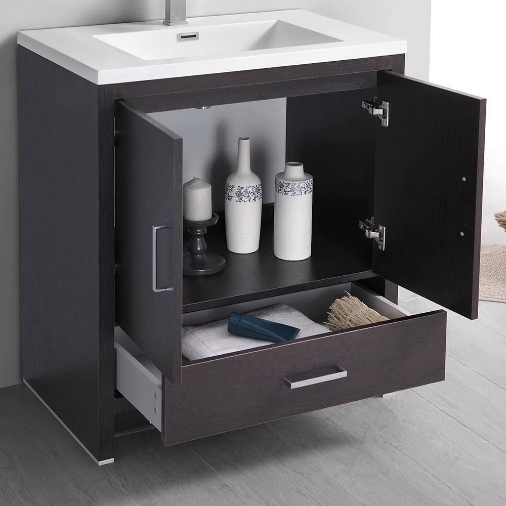 Glossy White Free Standing Bathroom Cabinet with Integrated Sink K8032