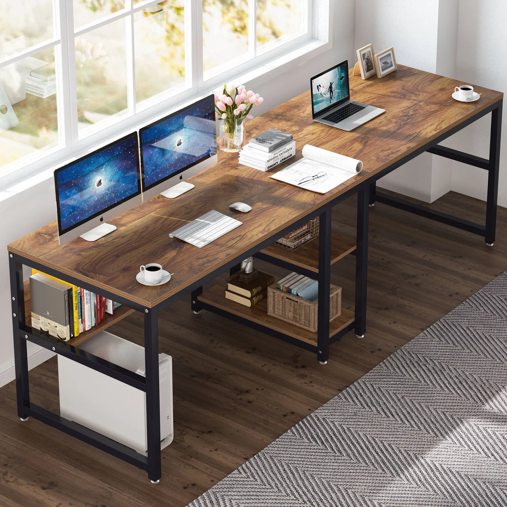 78.7 Two Person Desk with Bookshelf U959448
