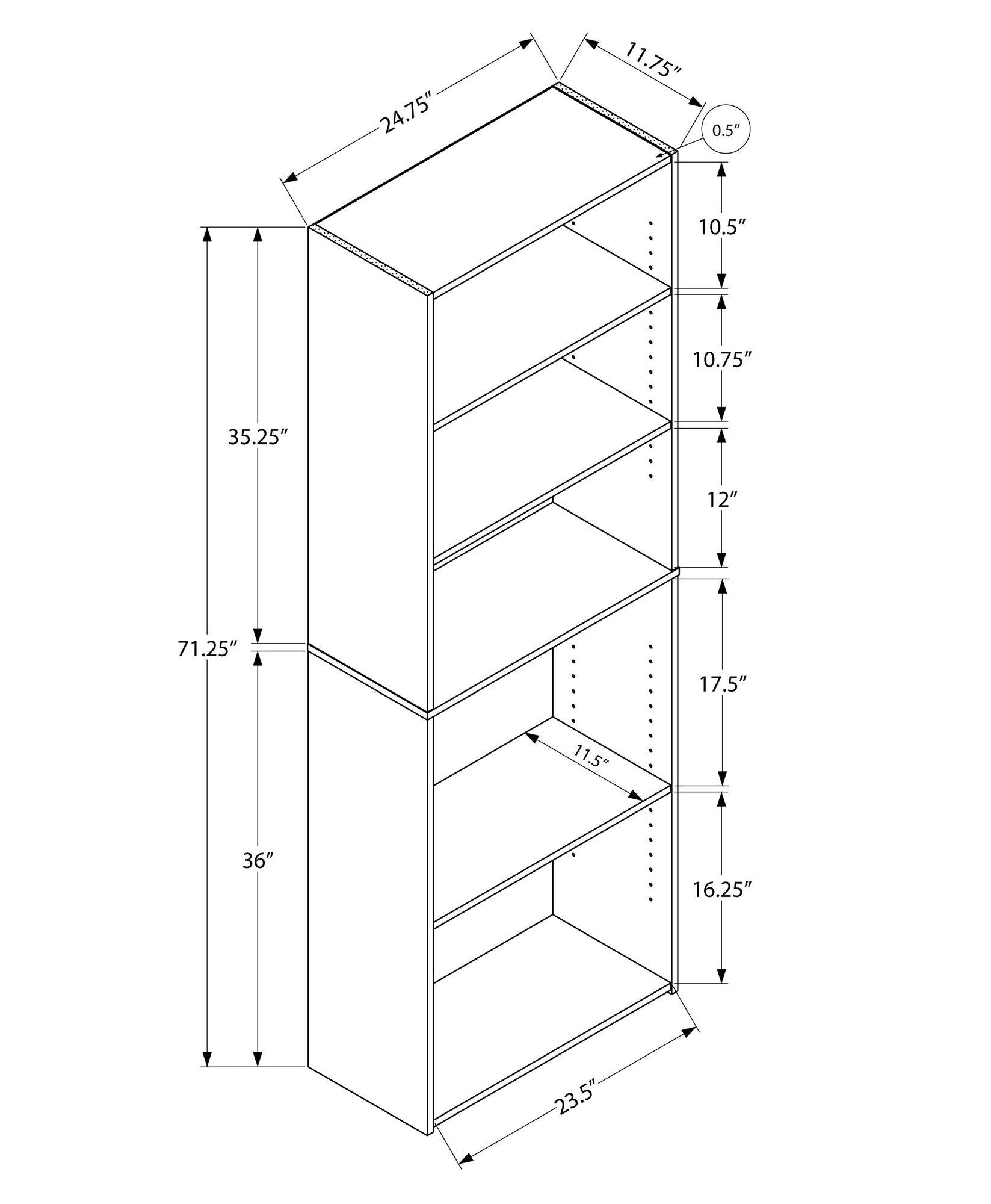 Cherry 72 inch 5 Shelves Bookcase S82820