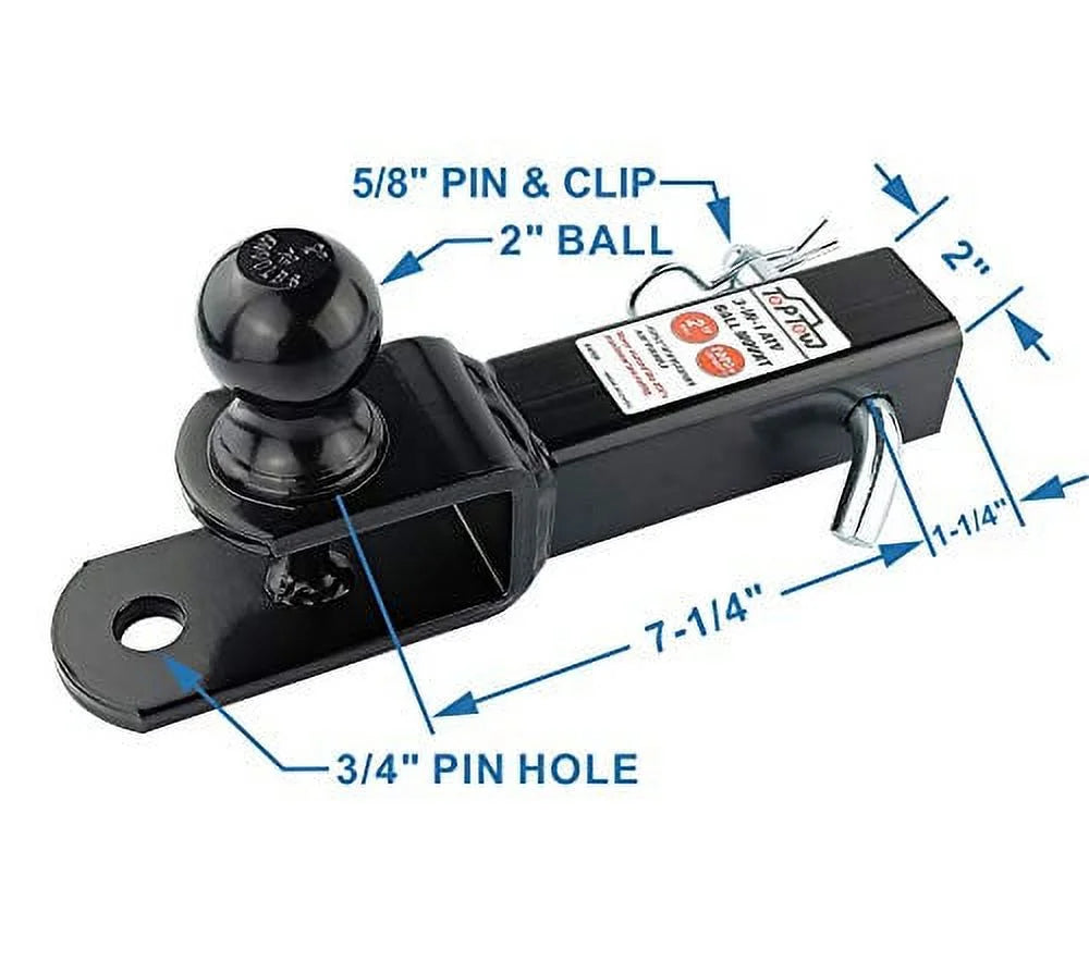 2 inch Receiver Hitch Adapter with 2 inch Ball and 5/8 inch Pin H665194