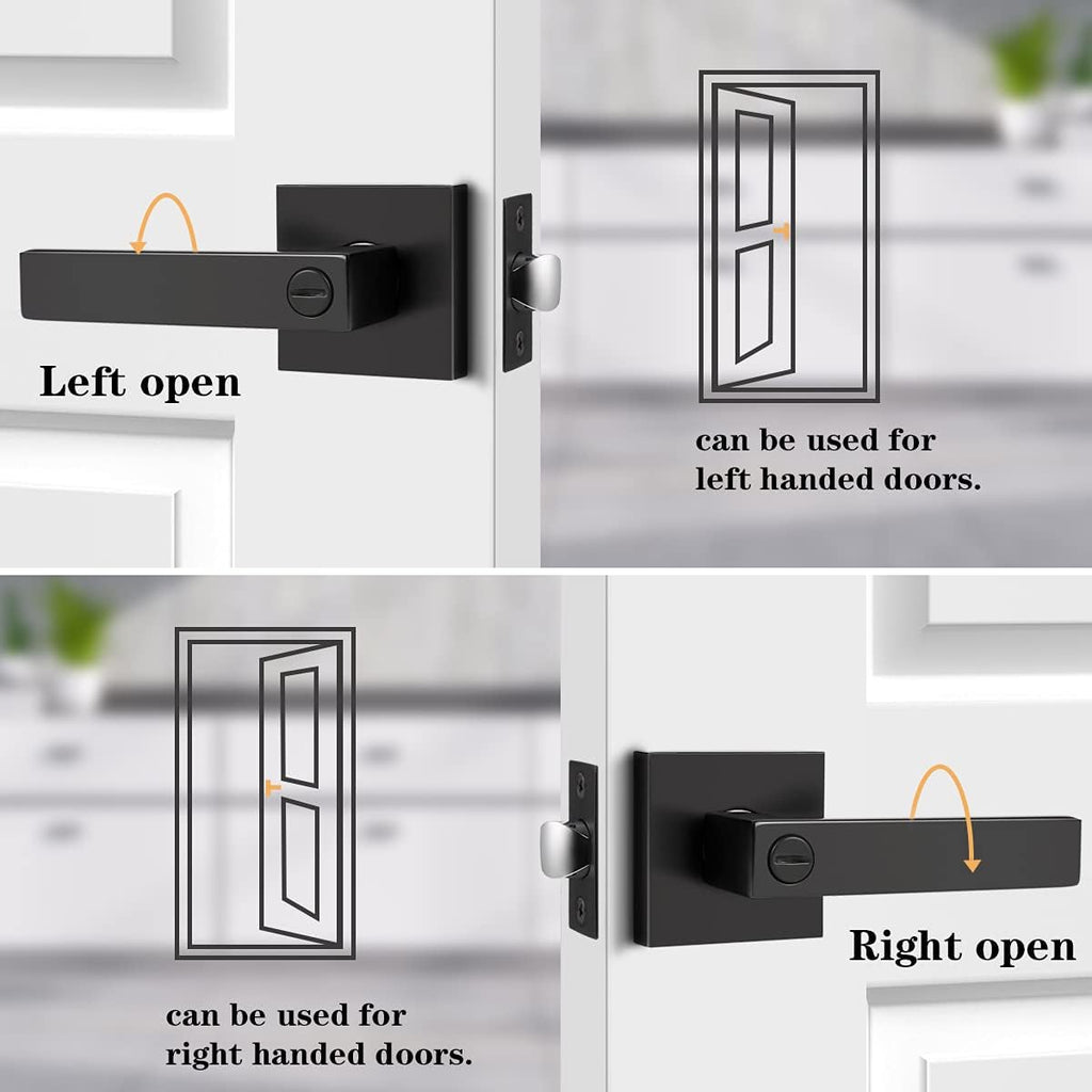 Matte Black Privacy Door Levers with Square Rosette N575868