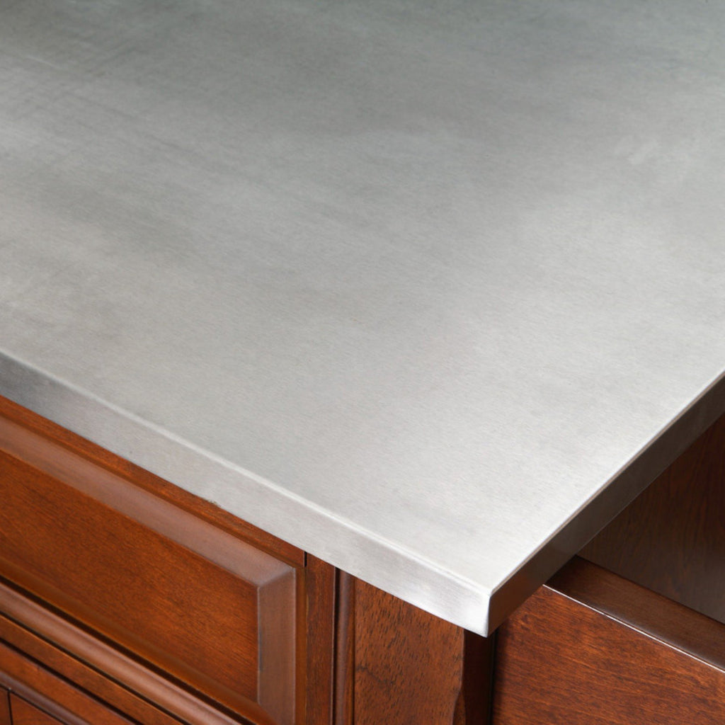 White/Silver Wood Stainless Steel Kitchen Cart B109252