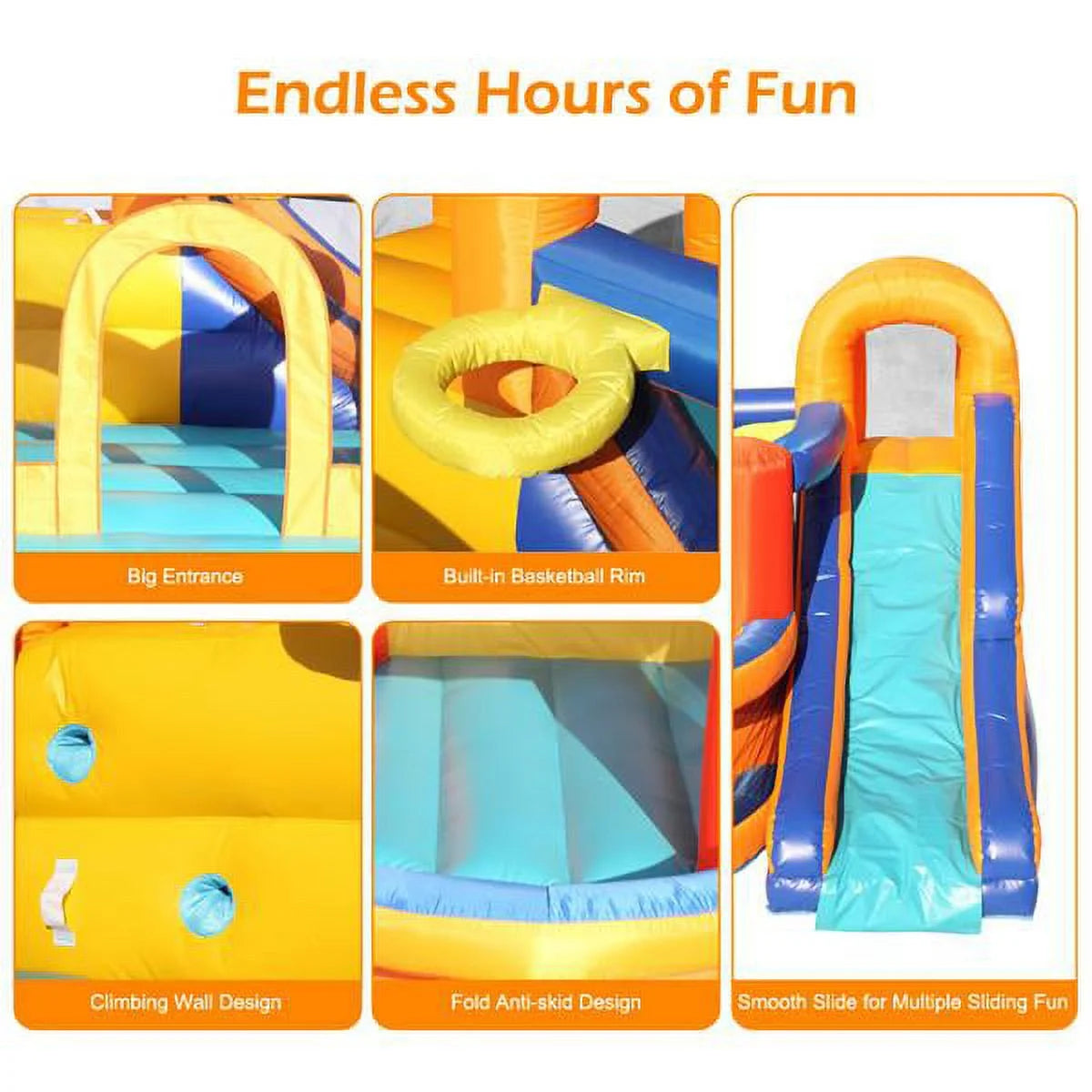 Inflatable Bounce House Slide Bouncer with Basketball Hoop Climbing Wall A814118