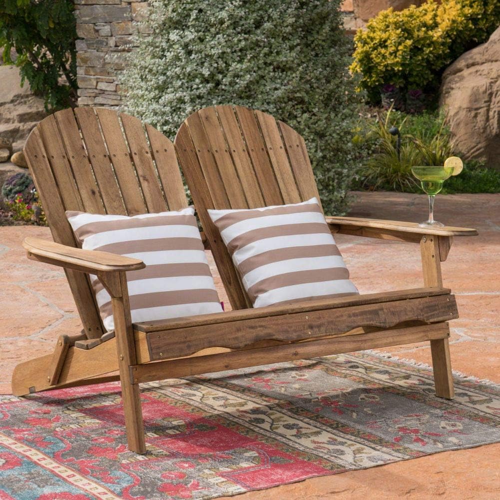 Natural Stained Acacia Wood Adirondack Loveseat B220
