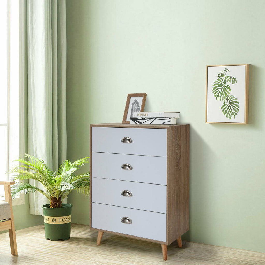 Brown 4 Drawer Nightstand Cabinet O537