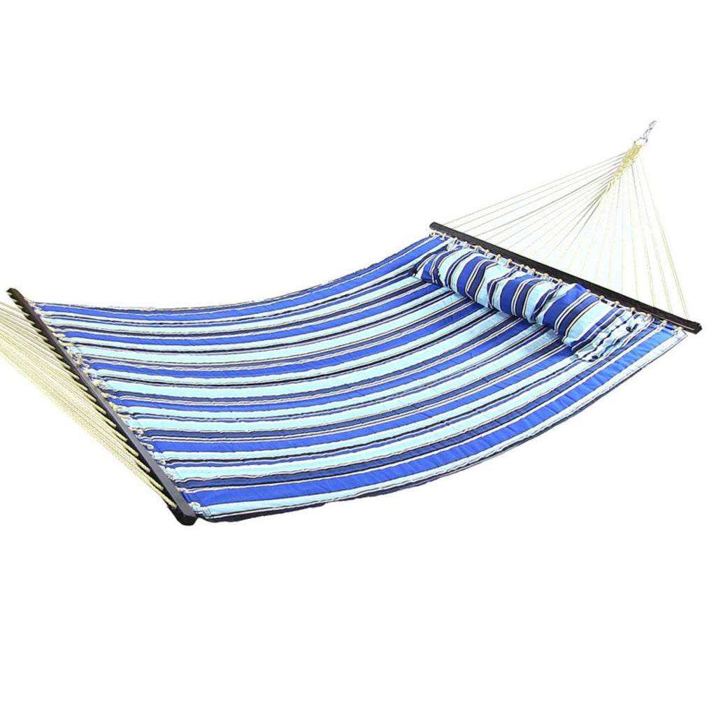 2-Person Quilted Fabric Spreader Bar Hammock and Pillow R498